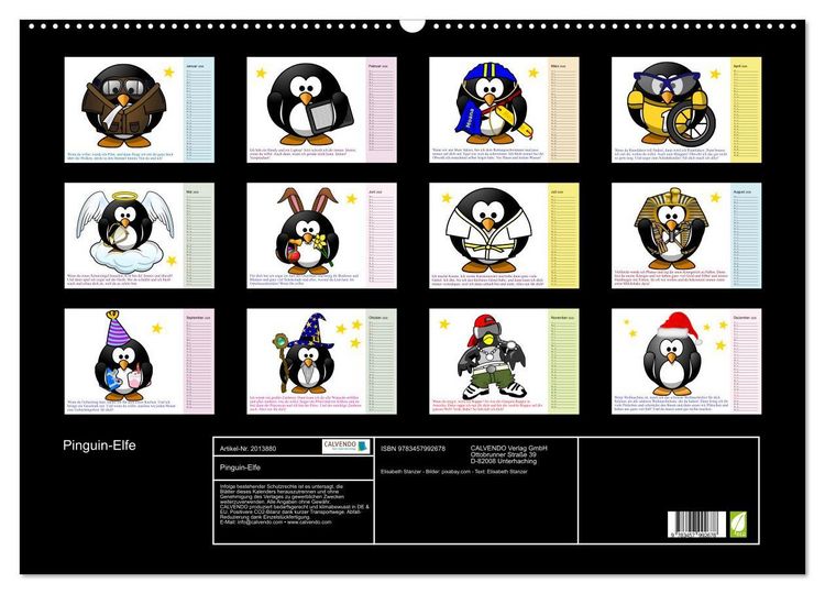 Produktbild: Pinguin-Elfe (Wandkalender 2026 DIN A2 quer), CALVENDO Monatskalender