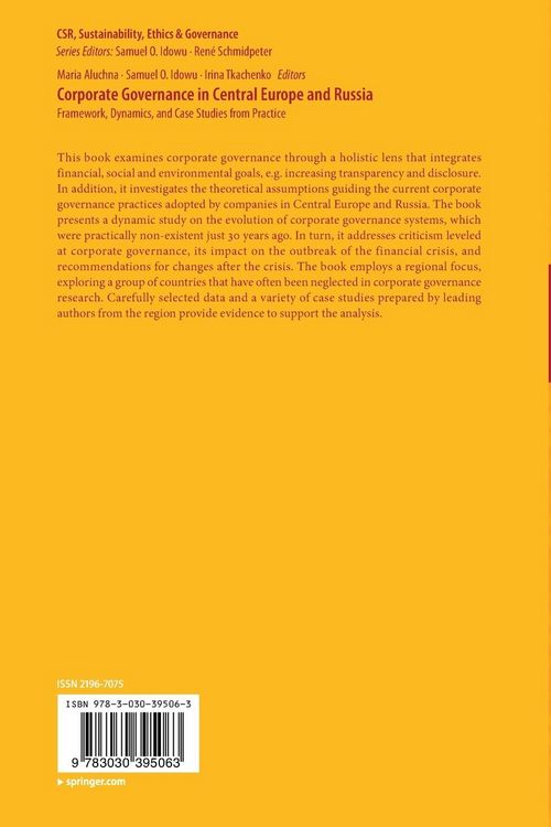 Produktbild: Corporate Governance in Central Europe and Russia