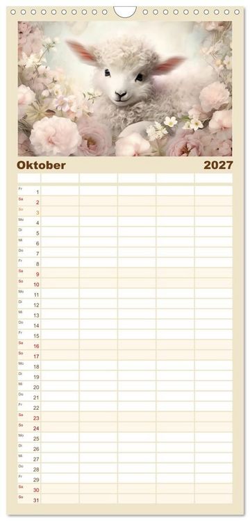 Produktbild: Familienplaner 2027 - Tierisch s&uuml;&szlig;! mit 5 Spalten (Wandkalender, 21 x 45 cm) CALVENDO