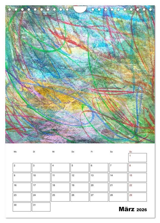 Produktbild: Ungeb&auml;ndigt frei - Abstrakte Malerei - dynamische Linien in leuchtenden Farbr&auml;umen (Wandkalender 2026 DIN A4 hoch), CALVENDO Monatskalender