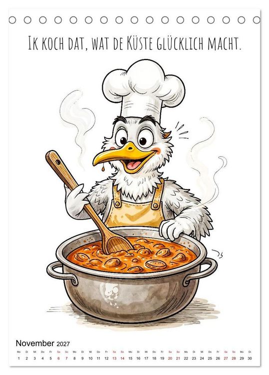 Produktbild: Freche K&uuml;sten‑M&ouml;wen - Lustiger maritimer Cartoon‑Kalender (Tischkalender 2027 DIN A5 hoch), CALVENDO Monatskalender