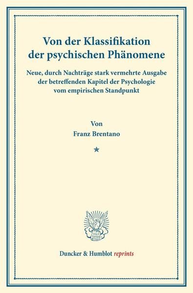 Produktbild: Von der Klassifikation der psychischen Ph&auml;nomene.