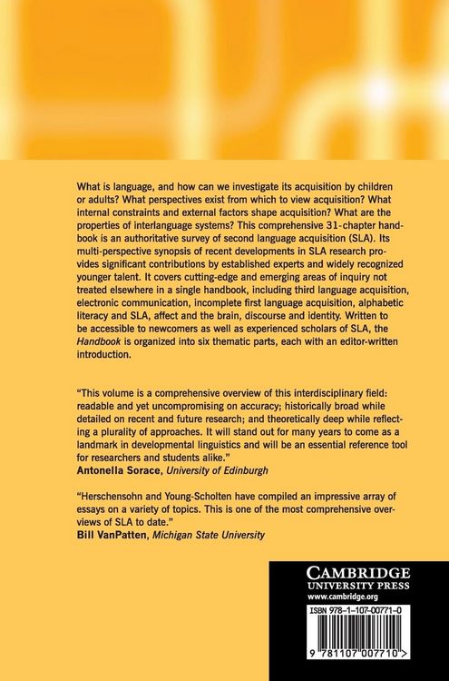 Produktbild: The Cambridge Handbook of Second Language Acquisition