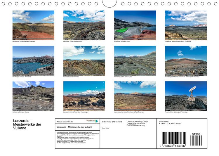 Produktbild: Lanzarote - Meisterwerke der Vulkane (Wandkalender 2022 DIN A4 quer)