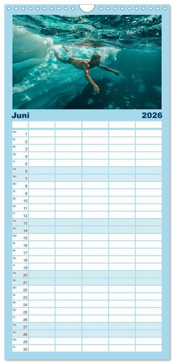 Produktbild: Familienplaner 2026 - Eisbaden mit 5 Spalten (Wandkalender, 21 x 45 cm) CALVENDO