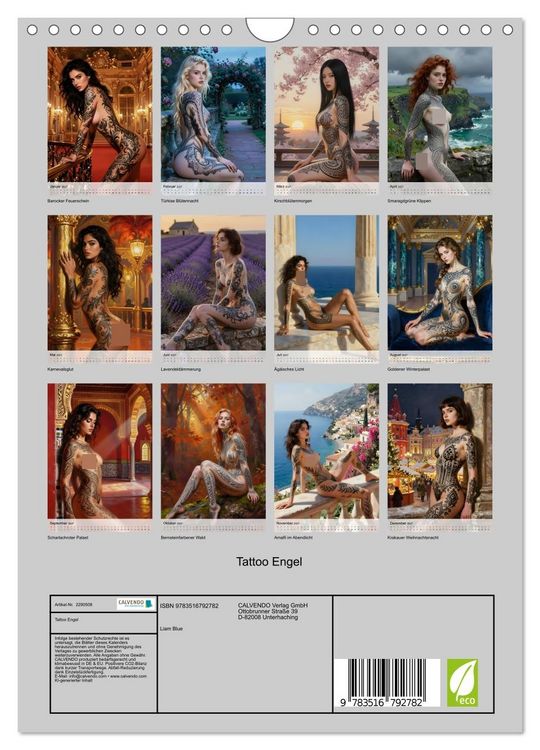 Produktbild: Tattoo Engel (Wandkalender 2027 DIN A4 hoch), CALVENDO Monatskalender
