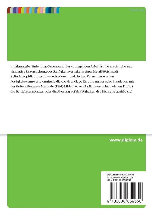 Produktbild: Untersuchung des Steifigkeitsverhaltens von Metall-Weichstoff-Zylinderkopfdichtungen von Industriemotoren