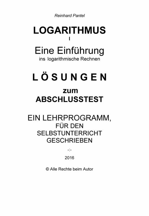 Produktbild: LOGARITHMEN Teil I - L&Ouml;SUNGEN zum Abschlusstest