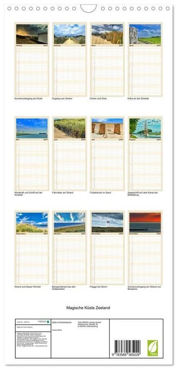 Produktbild: Familienplaner 2027 - Magische K&uuml;ste Zeeland mit 5 Spalten (Wandkalender, 21 x 45 cm) CALVENDO