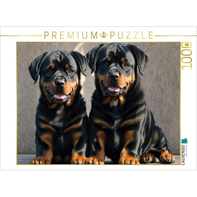 Produktbild: CALVENDO Puzzle Majest&auml;tische Rottweiler - Voller Kraft und Loyalit&auml;t | 1000 Teile Lege-Gr&ouml;&szlig;e 64x48cm Foto-Puzzle f&uuml;r gl&uuml;ckliche Stunden