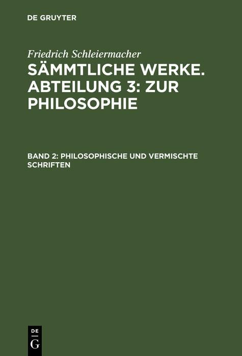 Produktbild: Philosophische und vermischte Schriften