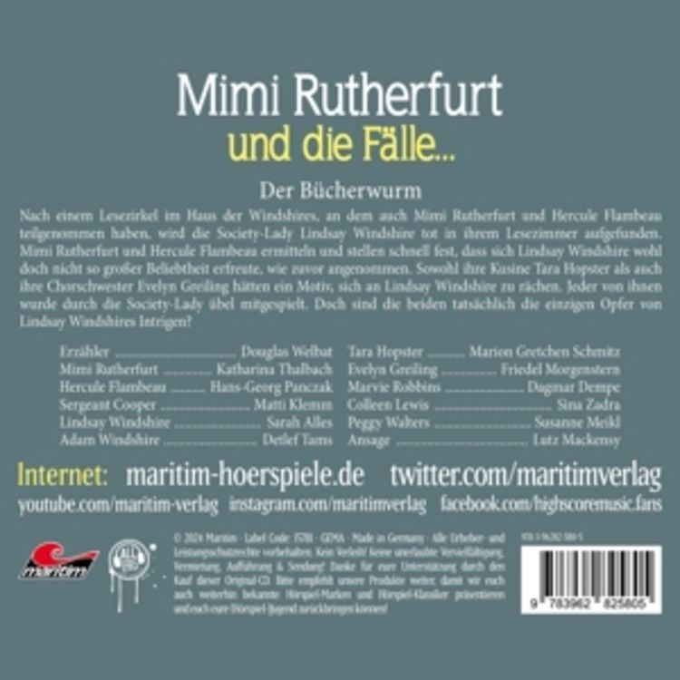 Produktbild: Mimi Rutherfurt und die F&auml;lle - Der B&uuml;cherwurm,1 Audio-CD