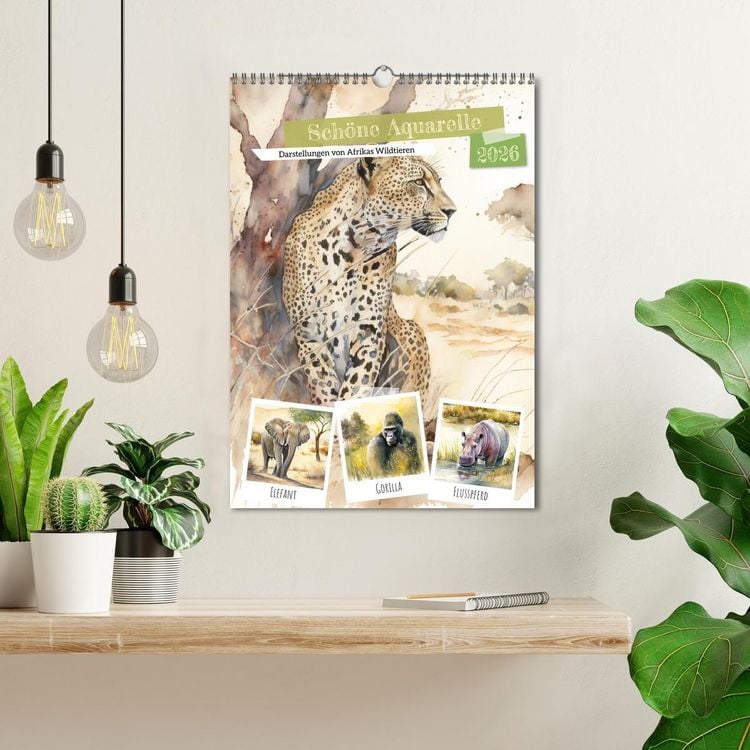 Produktbild: Sch&ouml;ne Aquarelle. Darstellungen von Afrikas Wildtieren (Wandkalender 2026 DIN A3 hoch), CALVENDO Monatskalender