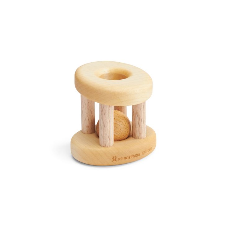 Produktbild: Pfingstweid - Greifling Rolli aus Ahorn & Buche naturfarben mit einer beweglichen Kugel aus Buche, Holz