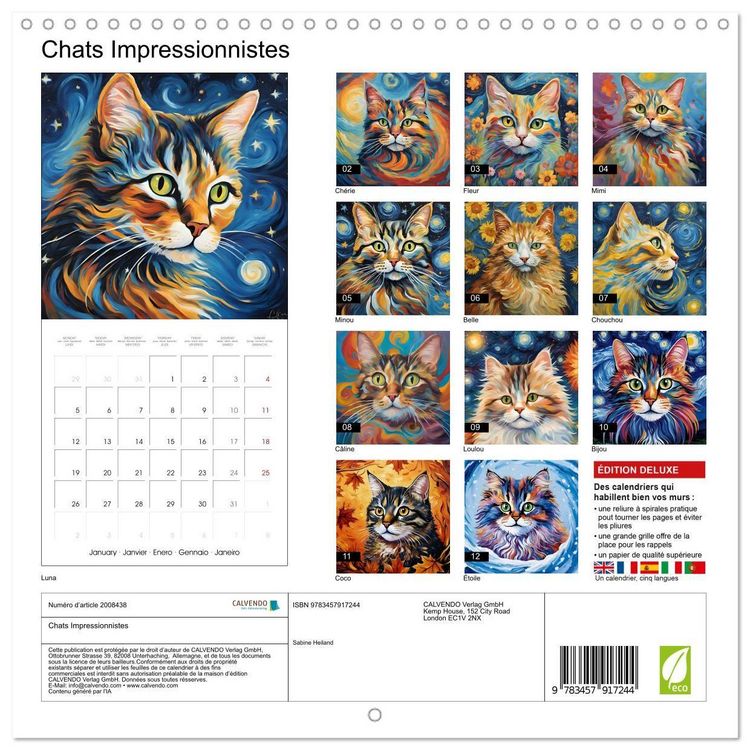 Produktbild: Heiland, S: Chats Impressionnistes (Calendrier mural carr&eacute; 2