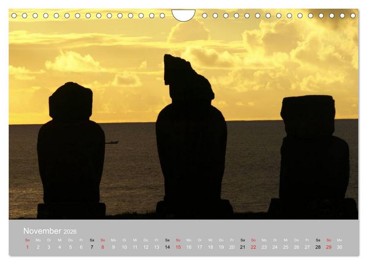 Produktbild: MOAI - steinerne W&auml;chter der Osterinsel (Wandkalender 2026 DIN A4 quer), CALVENDO Monatskalender
