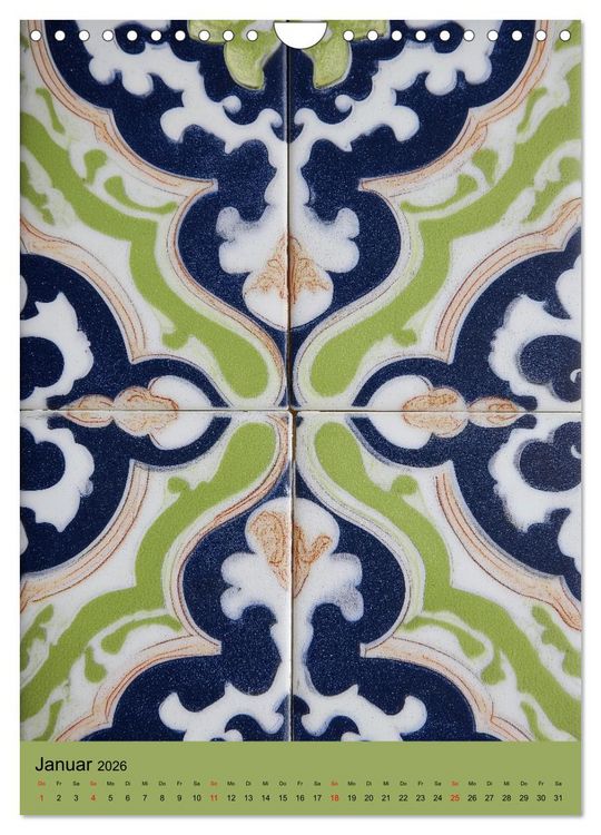 Produktbild: Portugiesischer Fliesen - Azulejos f&uuml;r Fliesenleger, Kunst- und Portugal-Liebhaber (Wandkalender 2026 DIN A4 hoch), CALVENDO Monatskalender