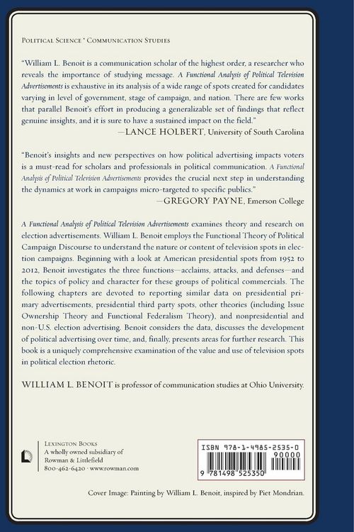 Produktbild: Functional Analysis of Political Television Advertisements