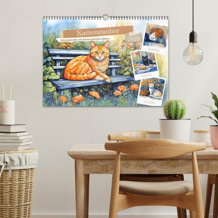 Produktbild: Katzenzauber - Katzenkalender mit stimmungsvollen Bildern (Wandkalender 2026 DIN A3 quer), CALVENDO Monatskalender