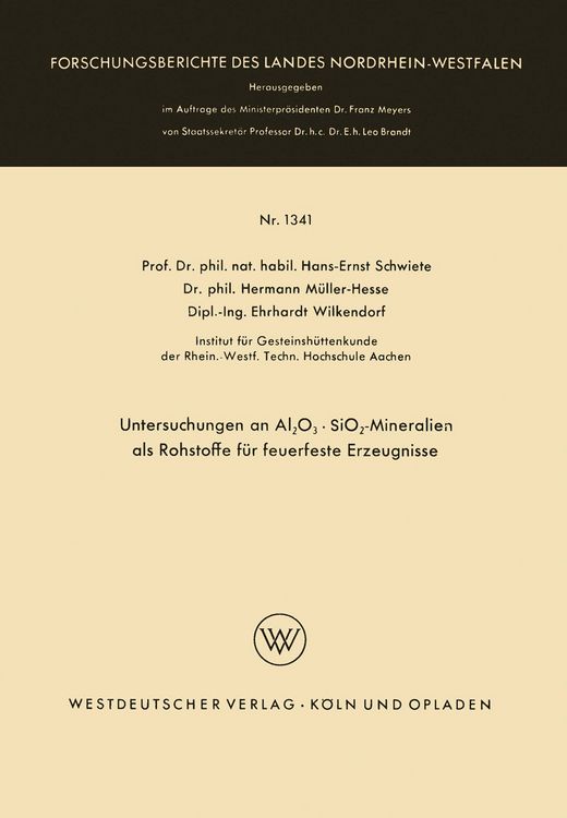 Produktbild: Untersuchungen an Al2O3 &middot; SiO2-Mineralien als Rohstoffe f&uuml;r feuerfeste Erzeugnisse