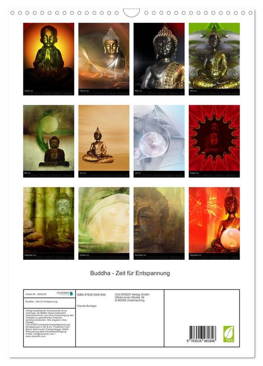 Produktbild: Buddha - Zeit f&uuml;r Entspannung (Wandkalender 2026 DIN A3 hoch), CALVENDO Monatskalender