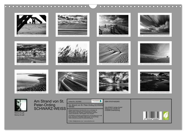 Produktbild: Am Strand von St. Peter-Ording SCHWARZ-WEISS (Wandkalender 2026 DIN A3 quer), CALVENDO Monatskalender