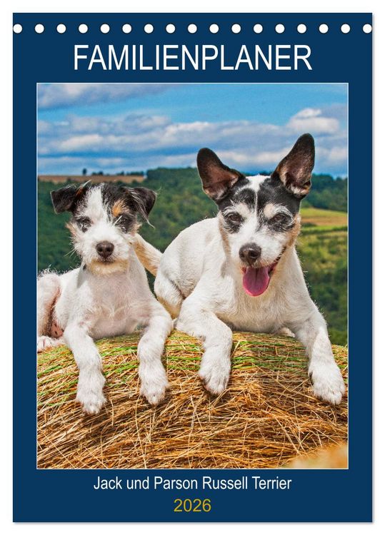 Produktbild: Familienplaner Jack und Parson Russell Terrier (Tischkalender 2026 DIN A5 hoch), CALVENDO Monatskalender