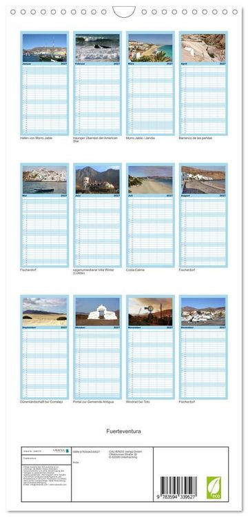 Produktbild: Familienplaner 2027 - Fuerteventura mit 5 Spalten (Wandkalender, 21 x 45 cm) CALVENDO