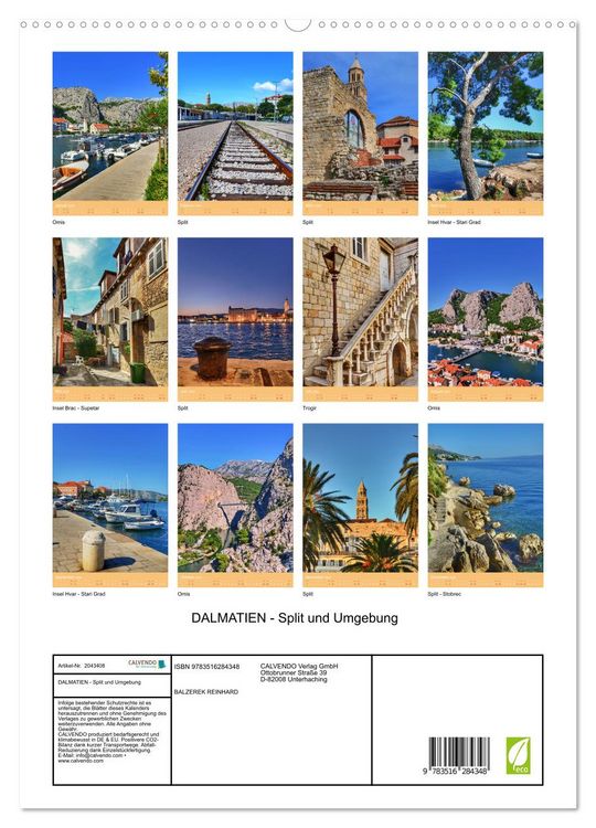 Produktbild: DALMATIEN - Split und Umgebung (hochwertiger Premium Wandkalender 2026 DIN A2 hoch), Kunstdruck in Hochglanz