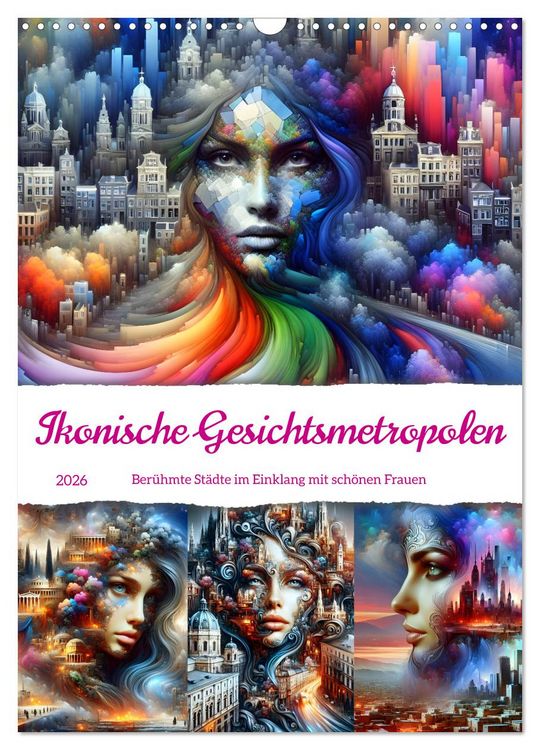 Produktbild: Ikonische Gesichtsmetropolen (Wandkalender 2026 DIN A3 hoch), CALVENDO Monatskalender
