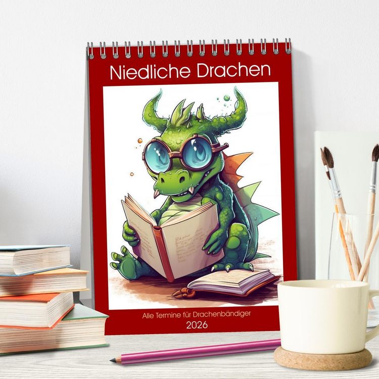 Produktbild: Niedliche Drachen (Tischkalender 2026 DIN A5 hoch), CALVENDO Monatskalender