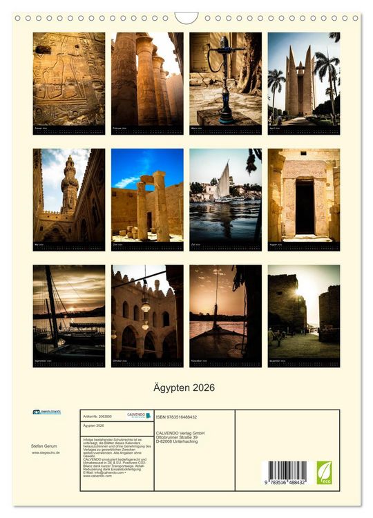 Produktbild: &Auml;gypten 2026 (Wandkalender 2026 DIN A3 hoch), CALVENDO Monatskalender