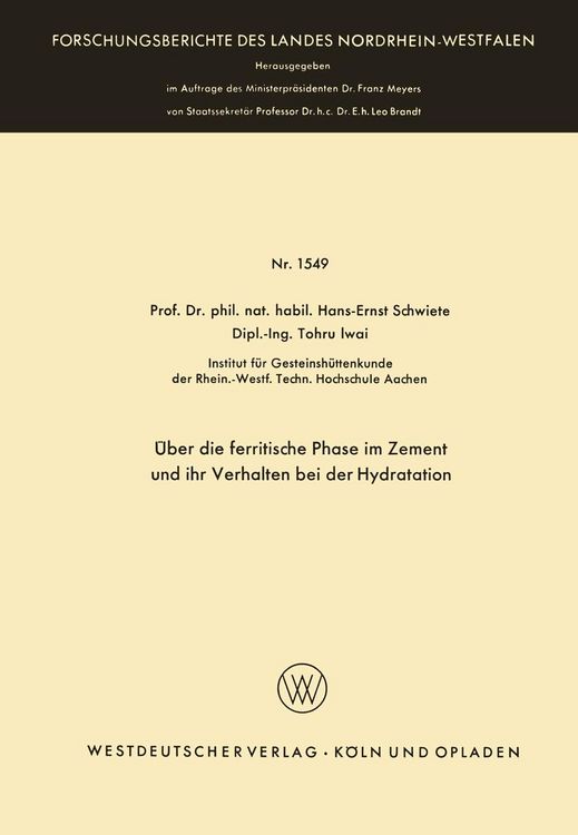 Produktbild: &Uuml;ber die ferritische Phase im Zement und ihr Verhalten bei der Hydratation