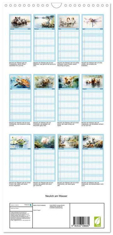 Produktbild: Familienplaner 2026 - Neulich am Wasser mit 5 Spalten (Wandkalender, 21 x 45 cm) CALVENDO