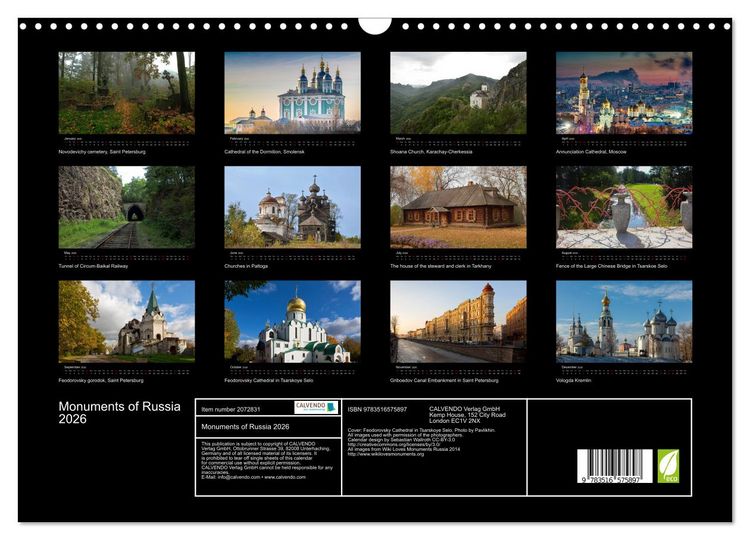Produktbild: Monuments of Russia 2026 (Wall Calendar 2026 DIN A3 landscape), CALVENDO 12 Month Wall Calendar