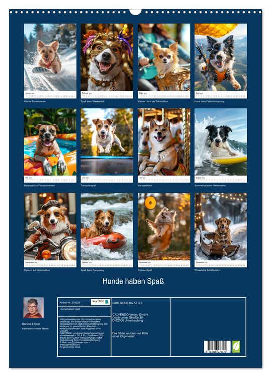 Produktbild: Hunde haben Spa&szlig; (Wandkalender 2026 DIN A2 hoch), CALVENDO Monatskalender