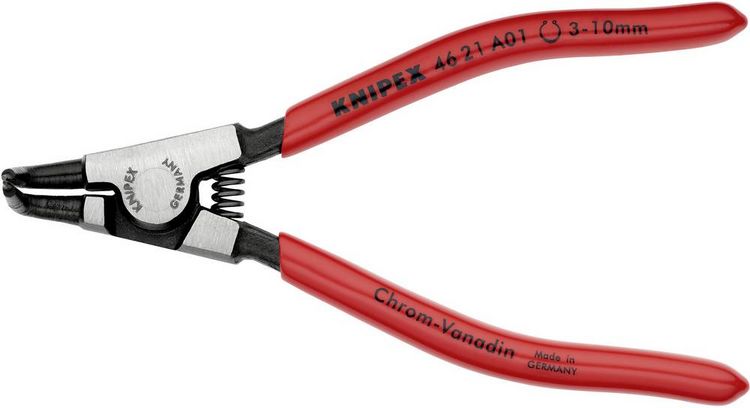 Produktbild: Knipex 46 21 A01 Seegeringzange Passend f&uuml;r (Seegeringzangen) Au&szlig;enringe 3-10 mm Spitzenform (Details) abgewinkelt 90&deg;