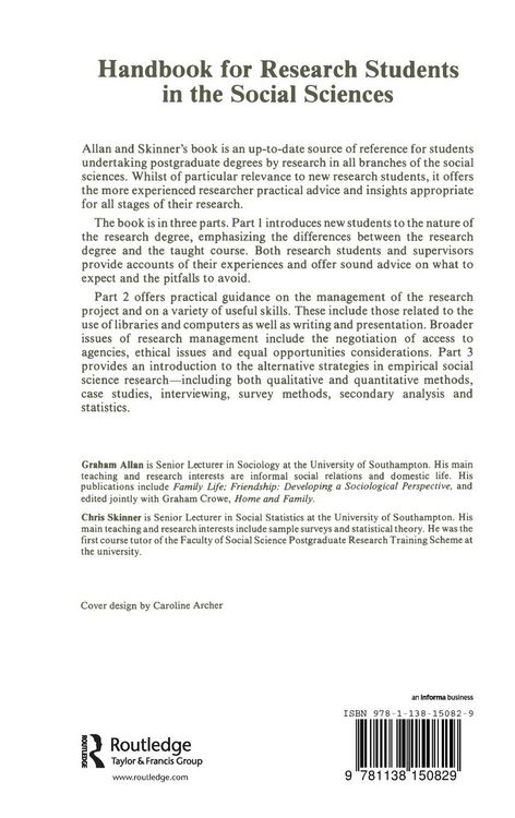 Produktbild: Handbook for Research Students in the Social Sciences