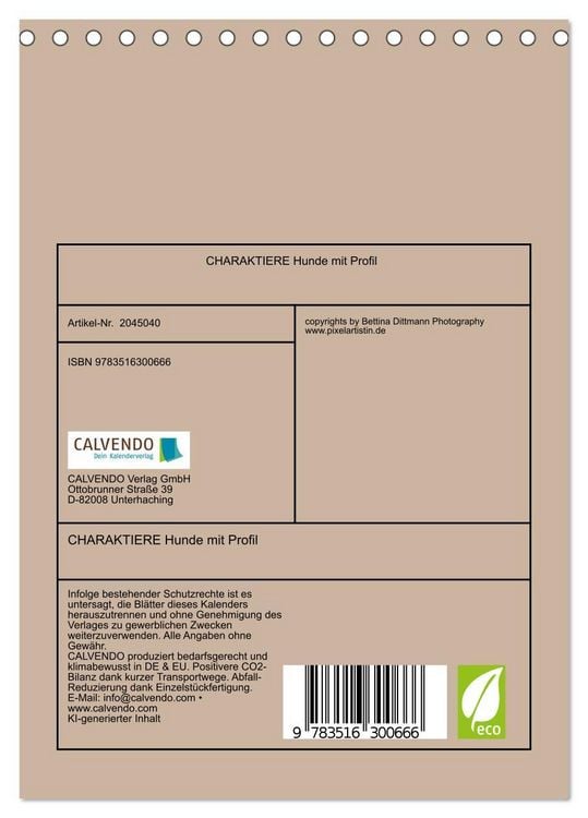 Produktbild: CHARAKTIERE Hunde mit Profil (Tischkalender 2026 DIN A5 hoch), CALVENDO Monatskalender