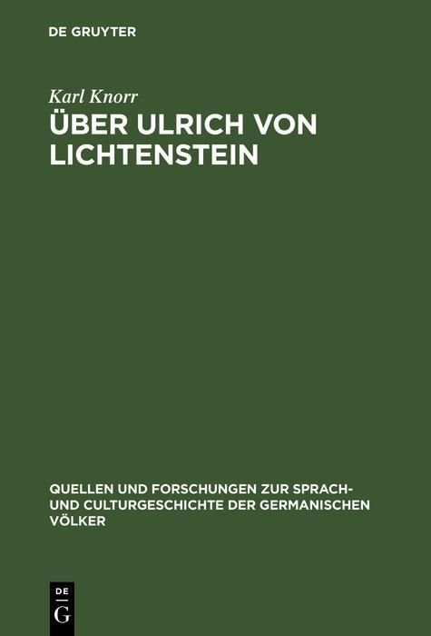 Produktbild: &Uuml;ber Ulrich von Lichtenstein