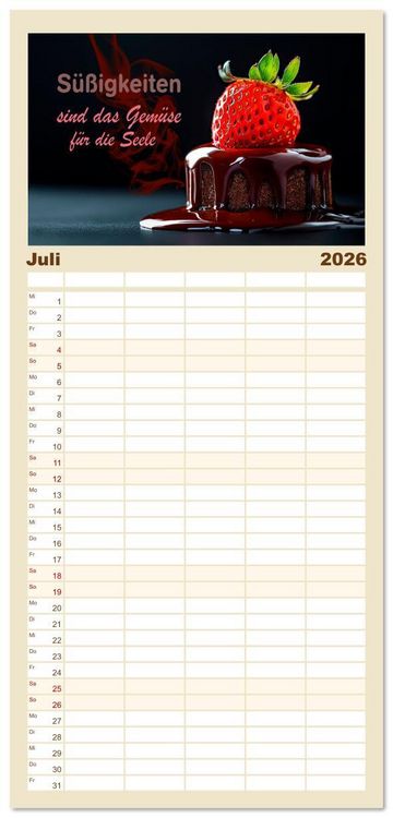 Produktbild: Familienplaner 2026 - Dessert - Liebe auf den ersten Biss mit 5 Spalten (Wandkalender, 21 x 45 cm) CALVENDO