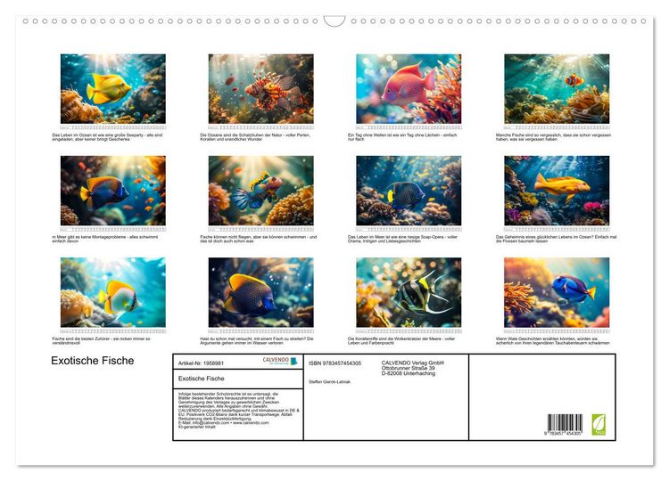 Produktbild: Exotische Fische (Wandkalender 2026 DIN A2 quer), CALVENDO Monatskalender