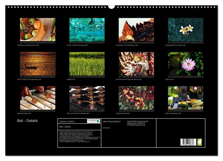 Produktbild: Bali - Details (Wandkalender 2026 DIN A2 quer), CALVENDO Monatskalender