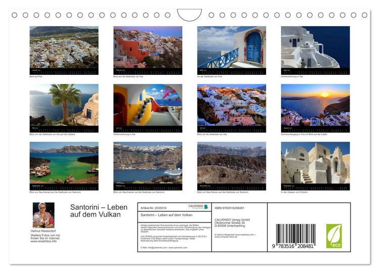Produktbild: Santorini &ndash; Leben auf dem Vulkan (Wandkalender 2026 DIN A4 quer), CALVENDO Monatskalender