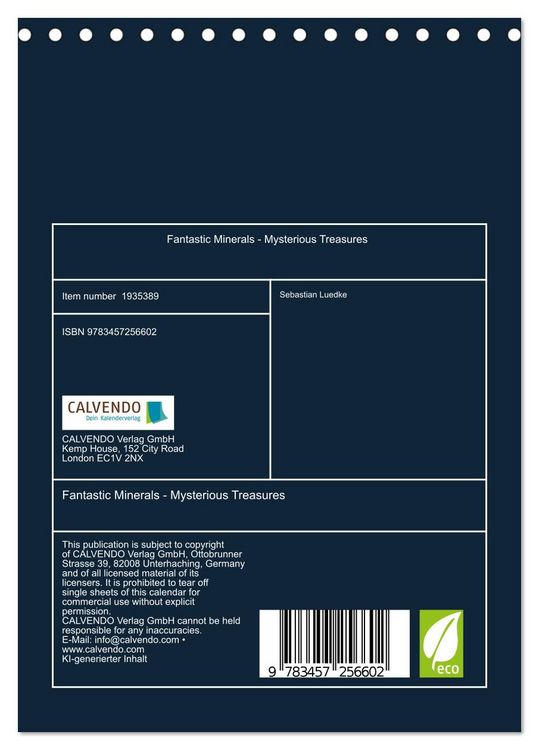 Produktbild: Fantastic Minerals - Mysterious Treasures (Desk Calendar 2026 DIN A5 portrait), CALVENDO 12 Month DeskCalendar