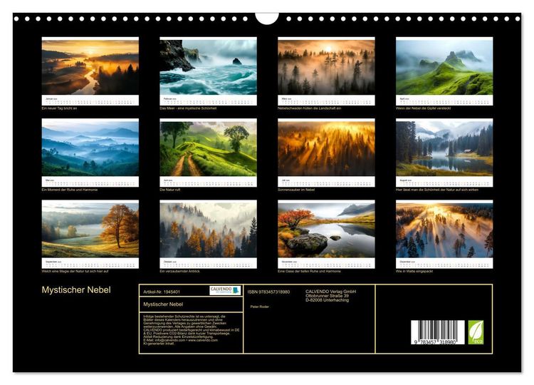 Produktbild: Mystischer Nebel (Wandkalender 2026 DIN A3 quer), CALVENDO Monatskalender