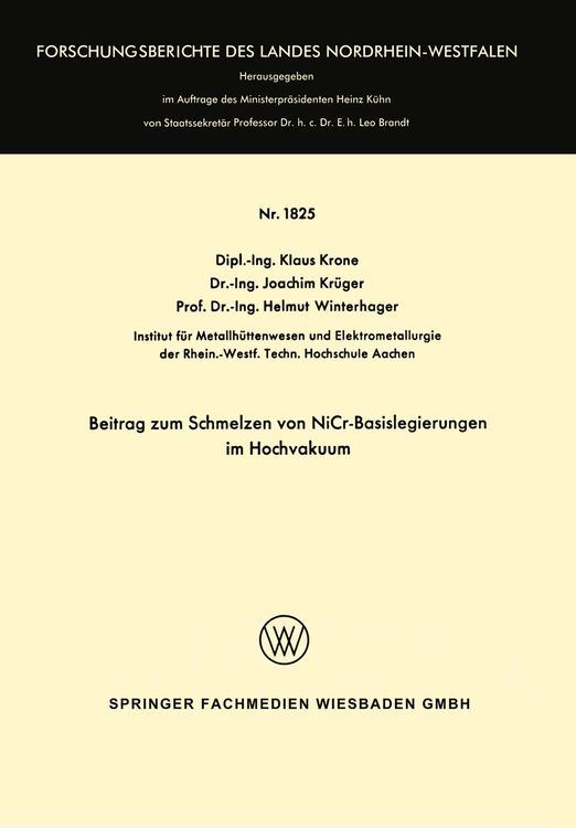 Produktbild: Beitrag zum Schmelzen von NiCr-Basislegierungen im Hochvakuum