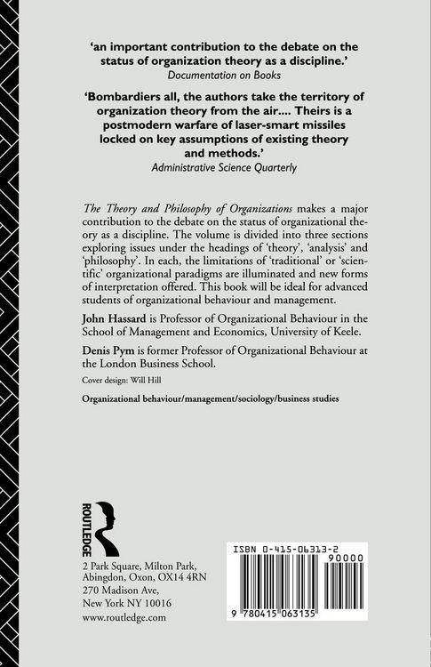 Produktbild: The Theory and Philosophy of Organizations