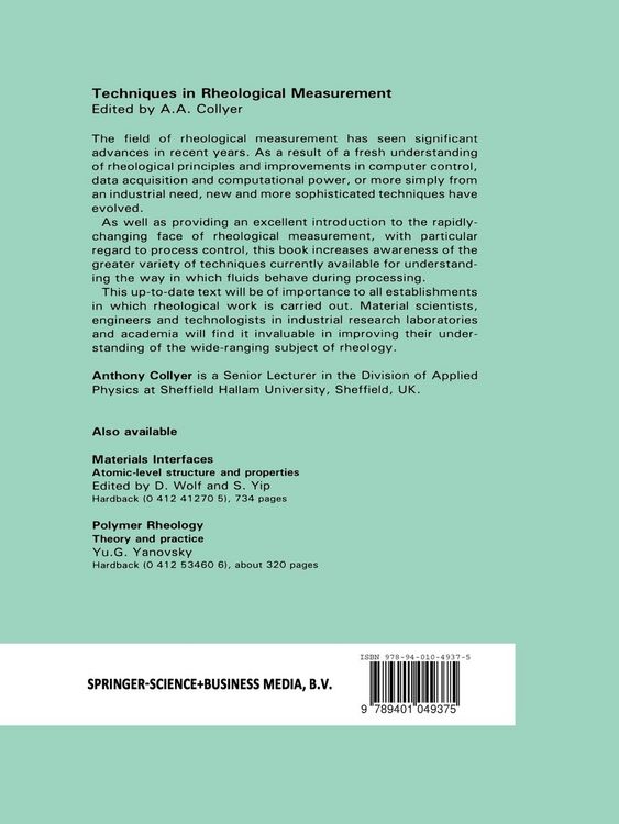 Produktbild: Techniques in Rheological Measurement