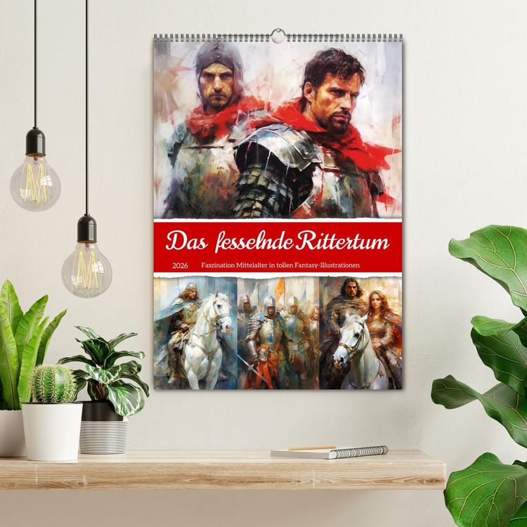 Produktbild: Das fesselnde Rittertum. Faszination Mittelalter in tollen Fantasy-Illustrationen (Wandkalender 2026 DIN A2 hoch), CALVENDO Monatskalender